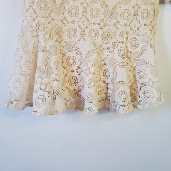 Free People Women's Walking to the Sun Cream Lace Dress Size 2 - Picture 7 of 13